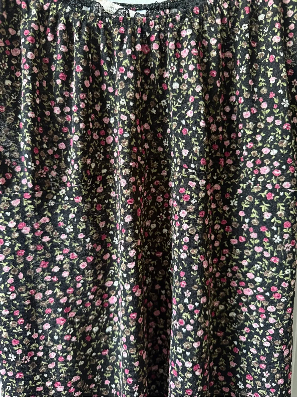 Self Esteem Black Off-Shoulder Dress with Pink Floral Print